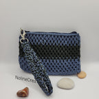 petite pochette noir et verte, anse poignet
