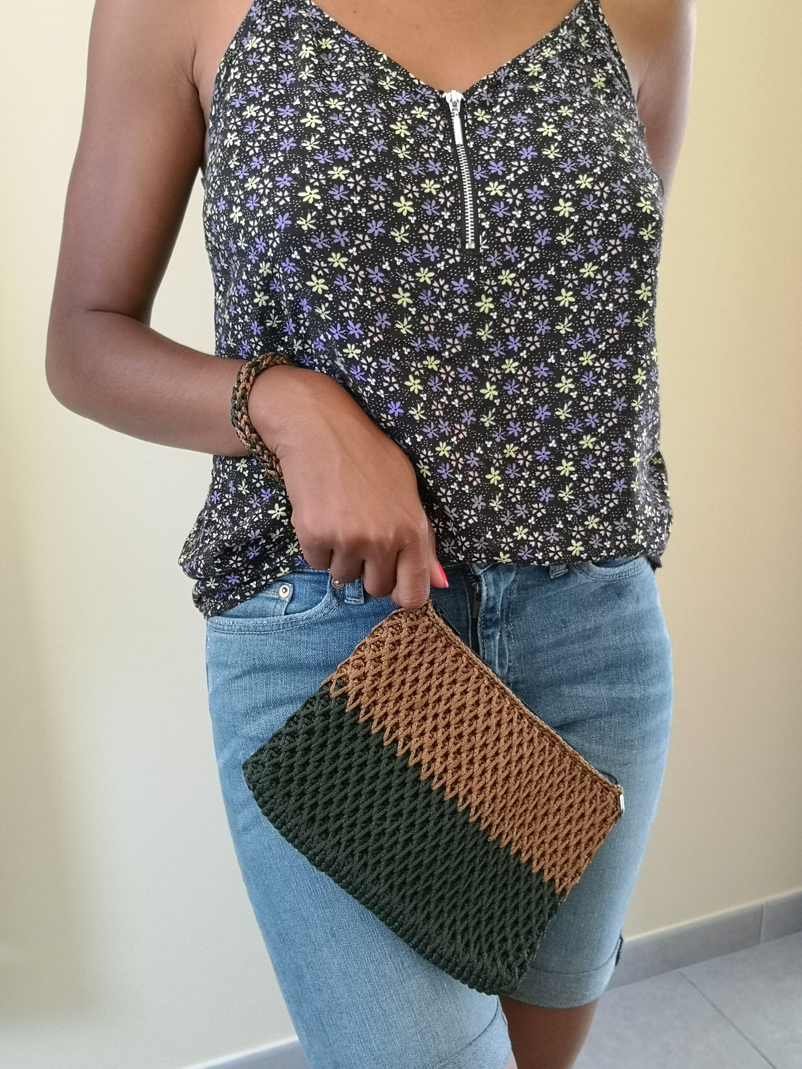 pochette bicolore jaune vert