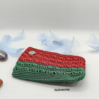 Petit porte monnaie rouge et vert fait main au crochet