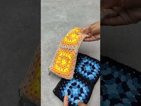 Pochettes au crochet – tons bleue ou jaune