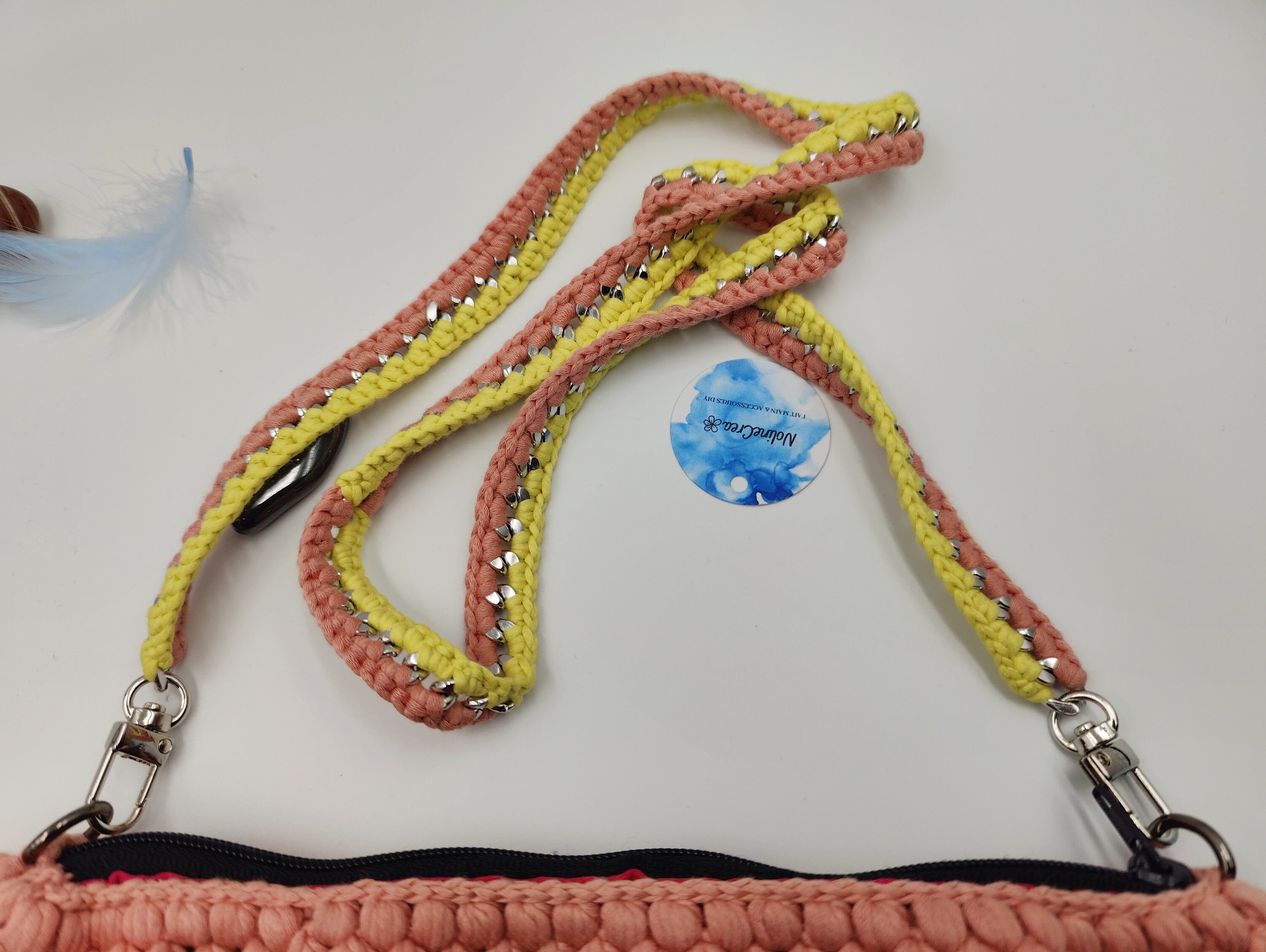 Sac soleil été au crochet jaune et rose 