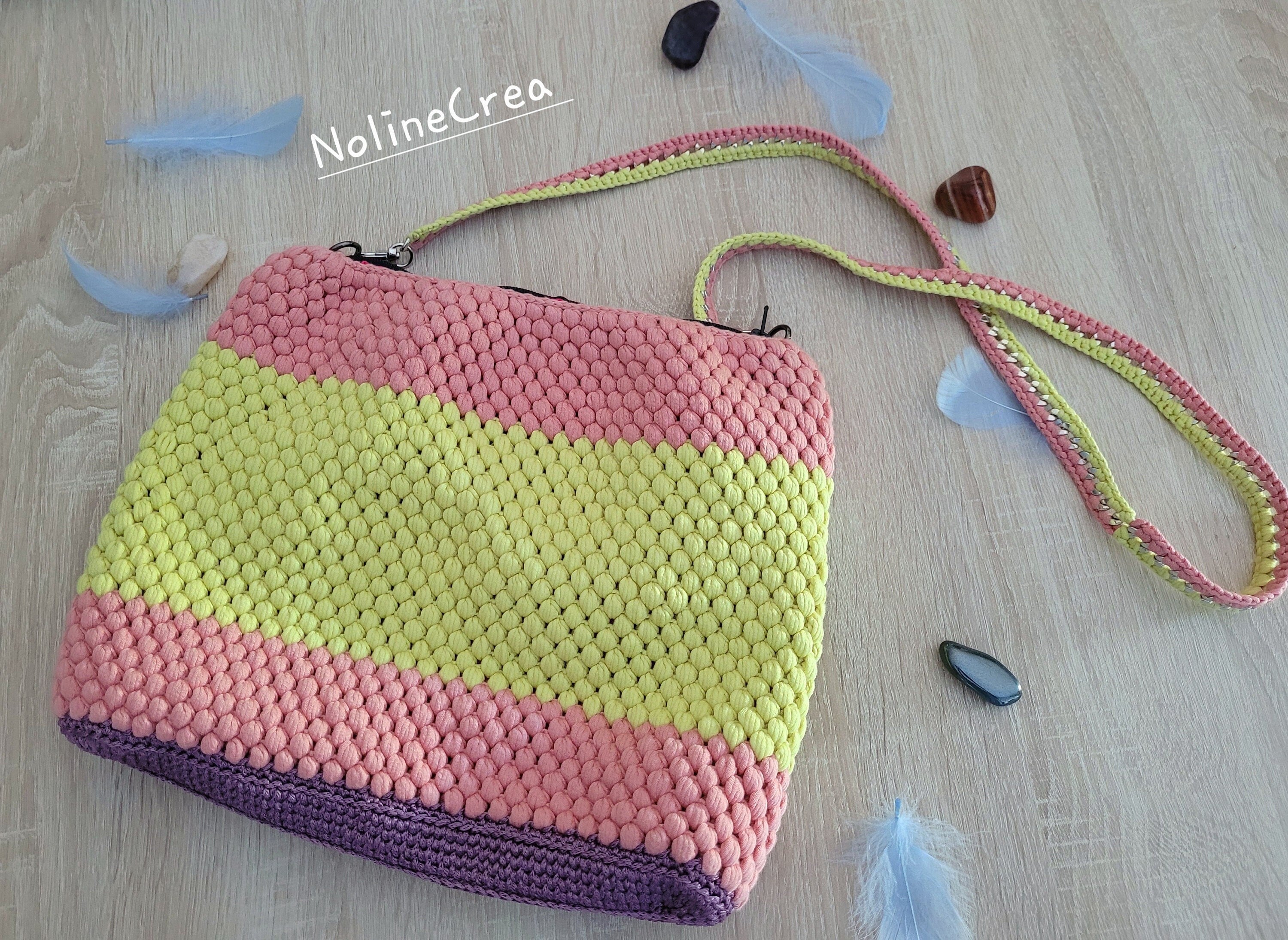 sac soleil d'été au crochet rose et jaune