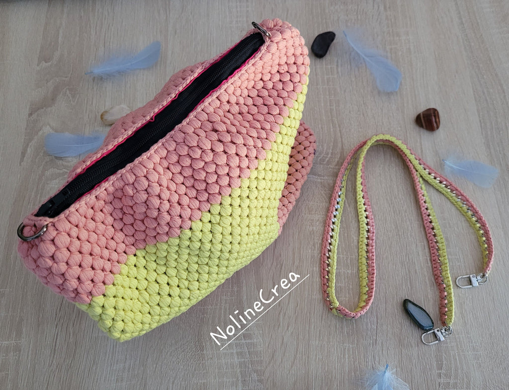 Soleil sac d'été crochet rose et jaune