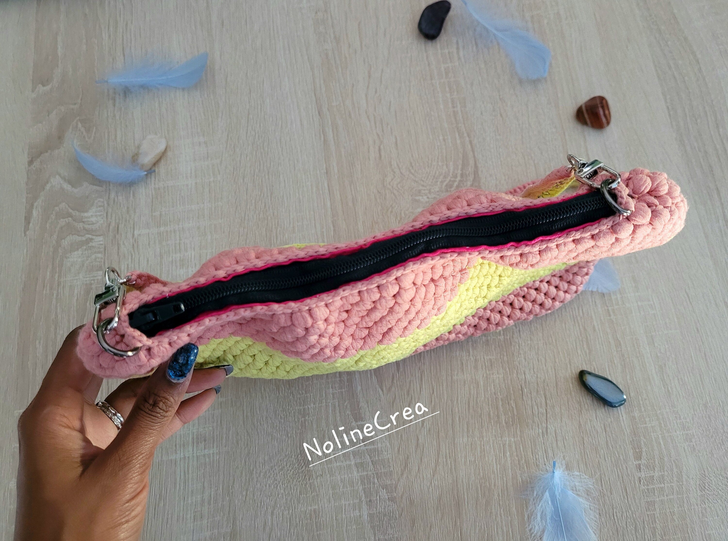 Sac crochet jaune et rose