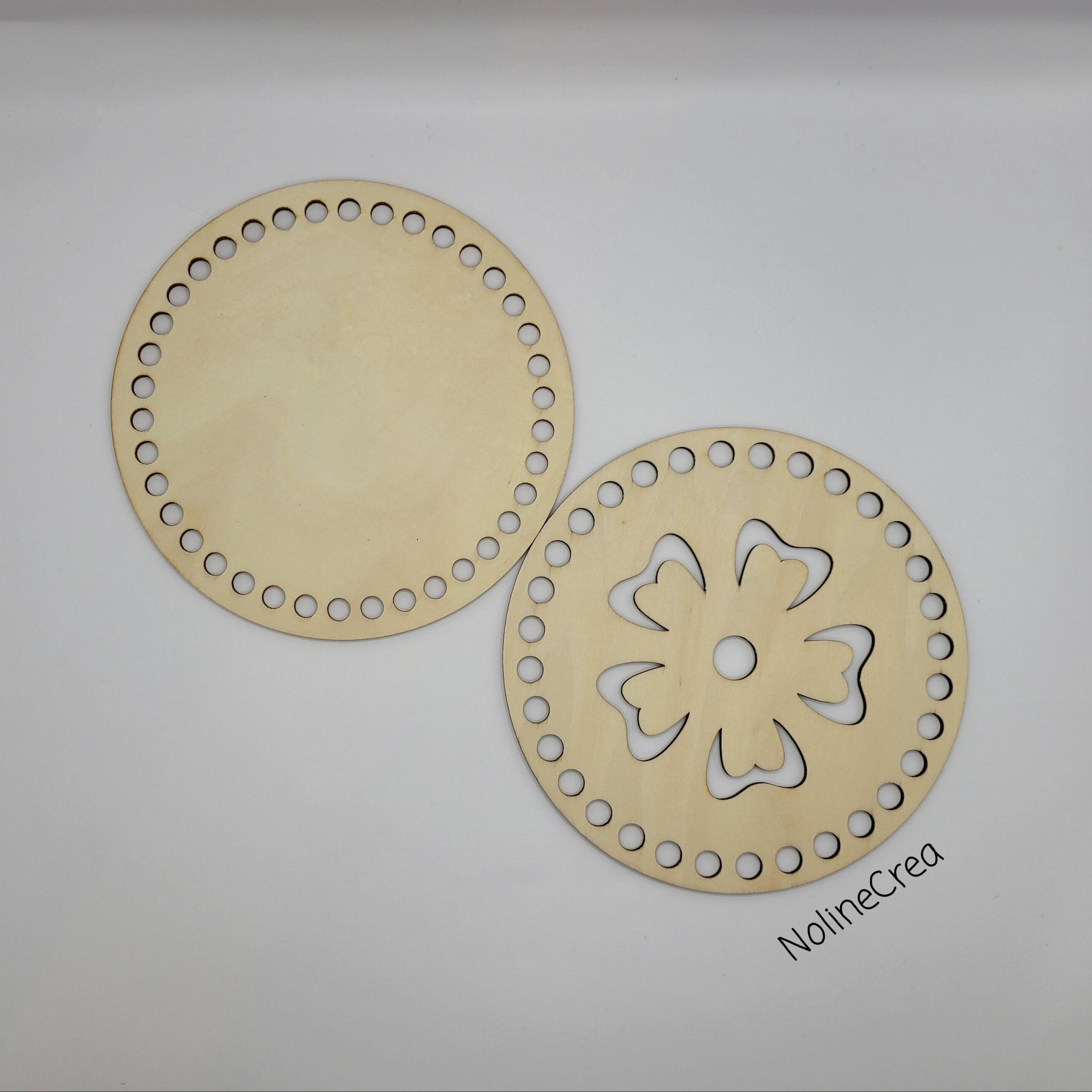 set de base en bois de 15 cm pré percer pour création au crochet