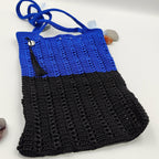 Petit totebag au crochet bleu et noir, fait main
