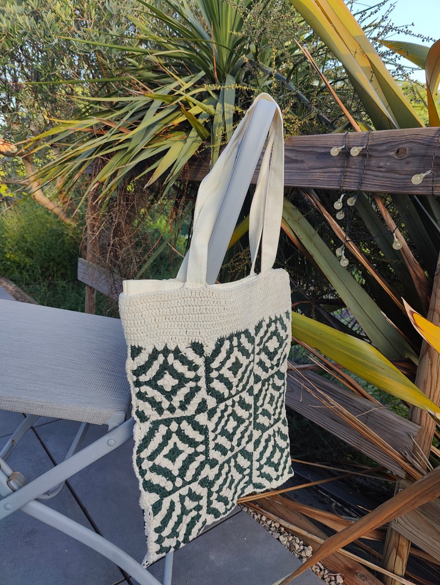 Totebag granny square en crochet